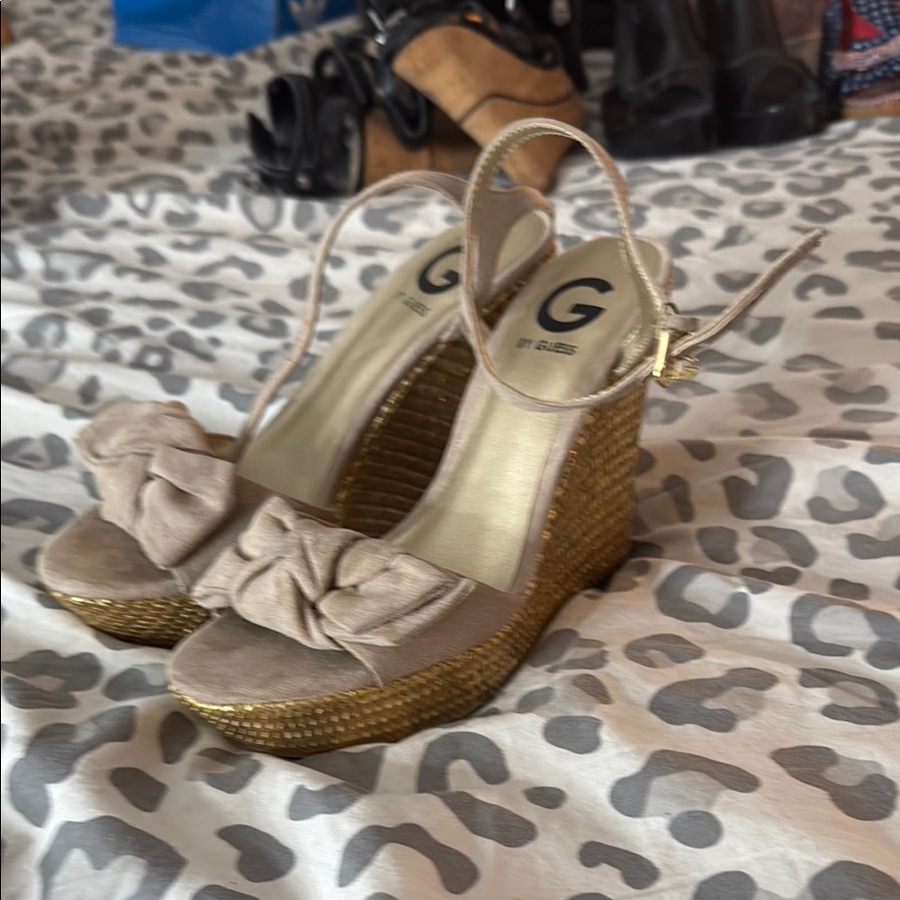 G by Guess Women's Beige Wedge Sandals